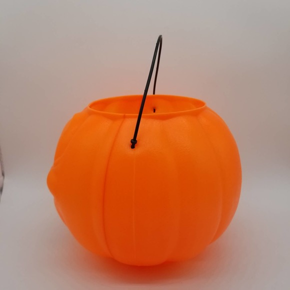 Vintage Halloween Jack o Lantern Pumpkin General Form Plastics Wrinkled Face 80s - Picture 3 of 8